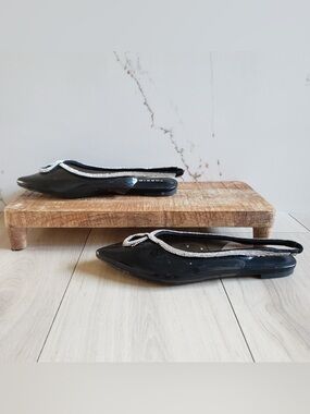 torrid Black Pointed Slingback Flats with Crystal Accent